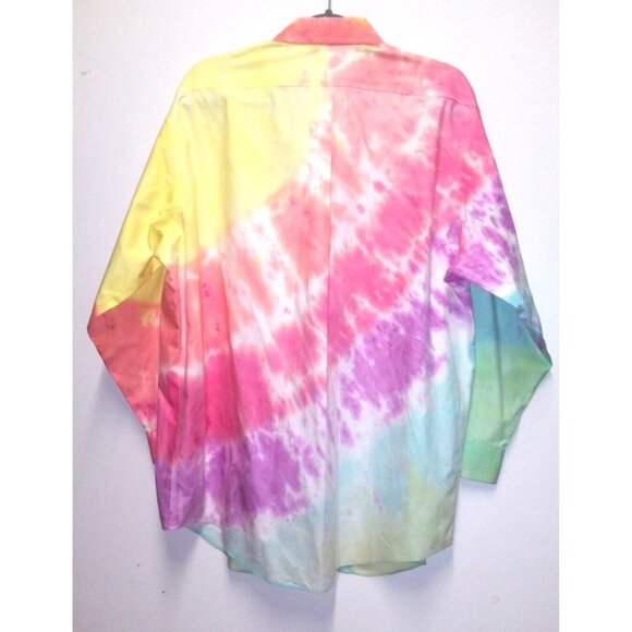 Brooks Brothers Mens Shirt BUTTON UP 16.5 Tie-Dye Multicolor BOHO VTG RARE - Picture 2 of 6